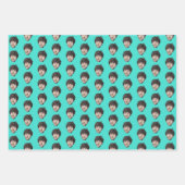 Feuille De Papier Cadeau Personalized Funny Turquoise Custom Face Photo  (Devant)
