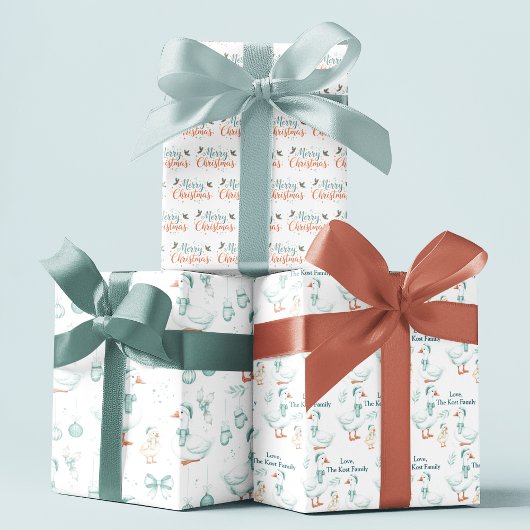 Feuille De Papier Cadeau Personalized Goose Christmas Wrapping Paper Sheets