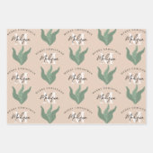 Feuille De Papier Cadeau Personalized Merry Christmas Boho Leaves Monogram  (Devant)