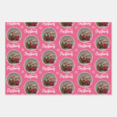 Feuille De Papier Cadeau Personalized Retro Pink Merry Christmas 1 Photo (Devant)