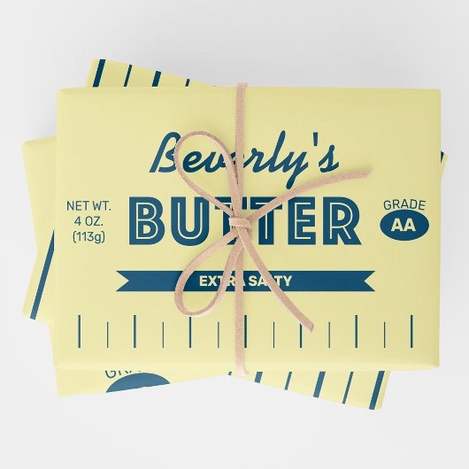Feuille De Papier Cadeau Personalized Retro Stick of Butter Fun Foodie 