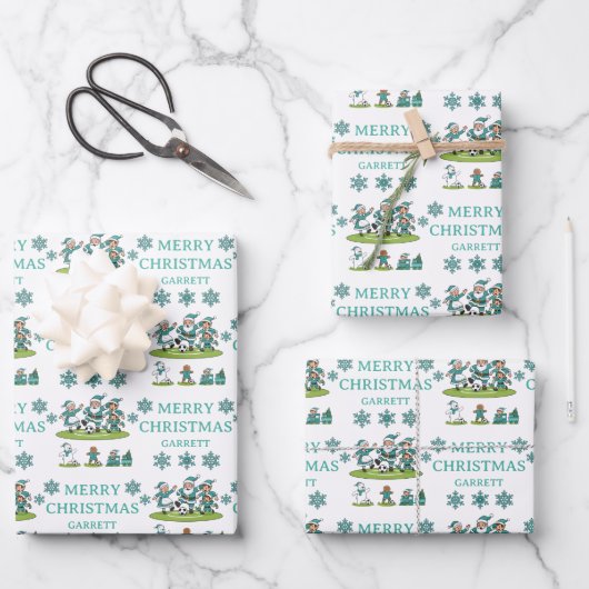 Feuille De Papier Cadeau Personalized Santa Soccer Wrapping Paper Sheets (Recto)
