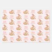 Feuille De Papier Cadeau Personalized Watercolor Bunny Happy Easter  (Devant 3)