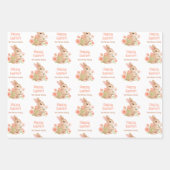 Feuille De Papier Cadeau Personalized Watercolor Bunny Happy Easter  (Devant 2)