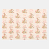 Feuille De Papier Cadeau Personalized Watercolor Bunny Happy Easter  (Devant)