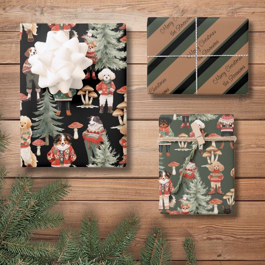Feuille De Papier Cadeau Personalized Woodland Dog Christmas Wrapping Paper