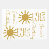 Feuille De Papier Cadeau Personnalisé 1er anniversaire bébé soleil heureux  (Devant 2)