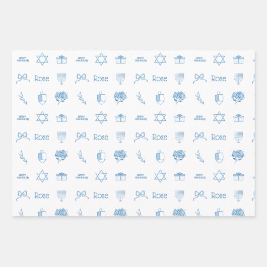 Feuille De Papier Cadeau Personnalisé Hanoukka Preppy Sweet (Devant 2)