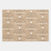 Feuille De Papier Cadeau Personnalisé Joyeux Noël Kraft Monogram Épouse mar (Devant 3)