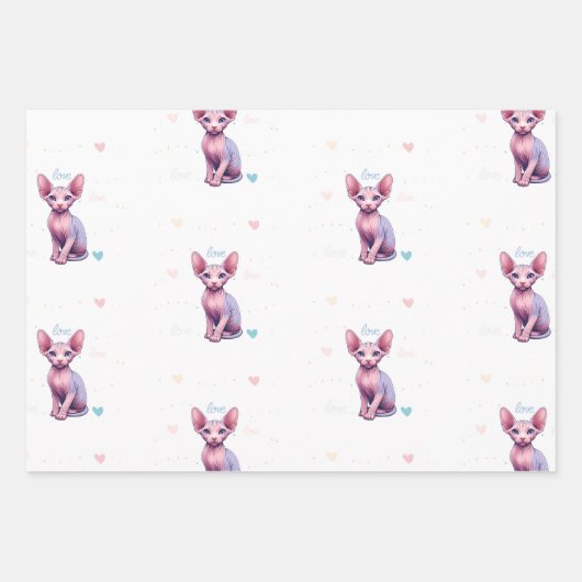 Feuille De Papier Cadeau Personnalisé Photo Cute Sphynx Kitty Cat Personnal (Devant 3)
