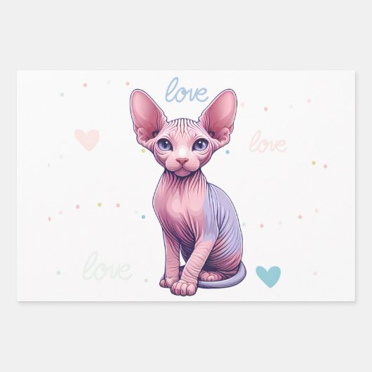 Feuille De Papier Cadeau Personnalisé Photo Cute Sphynx Kitty Cat Personnal (Devant 2)