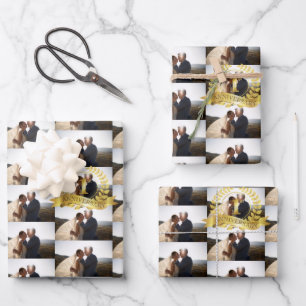Feuille De Papier Cadeau Personnaliser 1er Anniversaire Photo Mariage Avec 