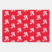 Feuille De Papier Cadeau Personnaliser avec monogramme initial Lettre rouge (Devant)