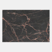 Feuille De Papier Cadeau Personnaliser de luxe en marbre noir rose (Devant 2)