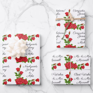 Feuille De Papier Cadeau Personnaliser le Mariage 3 dit votre texte Roses r