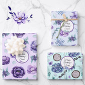 Feuille De Papier Cadeau Personnaliser le nom Fleurs d'anniversaire dans La