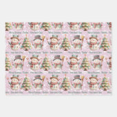 Feuille De Papier Cadeau Personnaliser le nom Snowman Pastel Couleurs Noël (Devant)