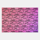 Feuille De Papier Cadeau Personnaliser Nom Joyeux Anniversaire Rose Lavande (Devant 2)