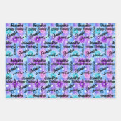 Feuille De Papier Cadeau Personnaliser Nom Joyeux Anniversaire Rose Lavande (Devant)