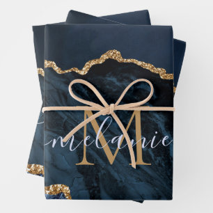 Feuille De Papier Cadeau Personnalisez votre nom et votre lettre Marine Mar