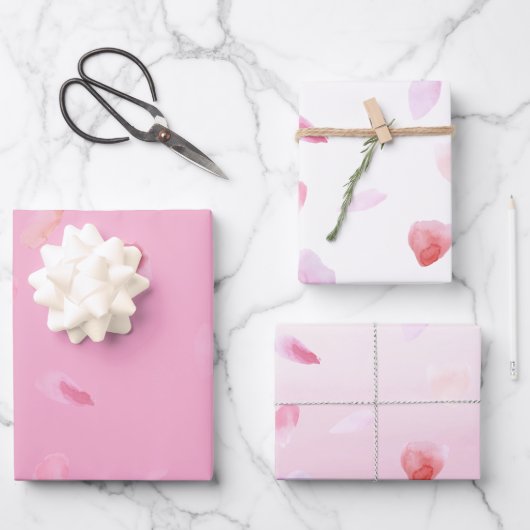 Feuille De Papier Cadeau Pétales de rose rose pêche Fleur de douche de mari (Recto)