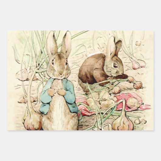 Feuille De Papier Cadeau Peter and Benjamin Gather Onions by Beatrix Potter (Devant 2)