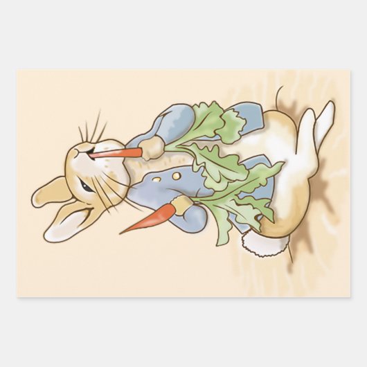 Feuille De Papier Cadeau Peter le lapin mange une carotte (Devant)