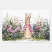 Feuille De Papier Cadeau Peter le lapin rose dans son jardin (Devant 3)