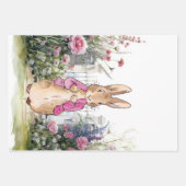 Feuille De Papier Cadeau Peter le lapin rose dans son jardin (Devant)