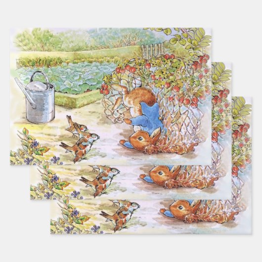 Feuille De Papier Cadeau Peter le lapin Tumbling dans Vegie Patch (Lot)