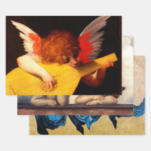 Feuille De Papier Cadeau PETIT ANGEL JOUER LUTE Musique Fabriquant un envel