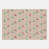 Feuille De Papier Cadeau Petit Arbre De Noël Vespa Sur Kraft (Devant 3)