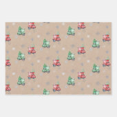 Feuille De Papier Cadeau Petit Arbre De Noël Vespa Sur Kraft (Devant)