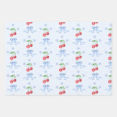 Feuille De Papier Cadeau Petit cerisier Baby shower blanc bleu (Devant 3)