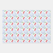 Feuille De Papier Cadeau Petit cerisier Baby shower blanc bleu (Devant)
