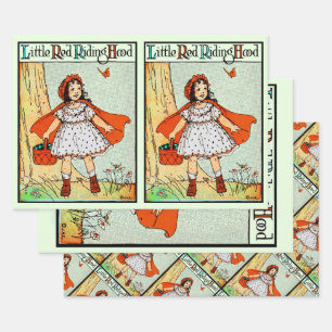 Feuille De Papier Cadeau Petit Chaperon Rouge Vintage Mignon