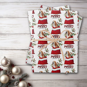 Feuille De Papier Cadeau Petit chien Beagle en Sac cadeau de vacances