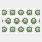 Feuille De Papier Cadeau Petit chien de Noël Wreath Custom Photo pour anima (Devant)