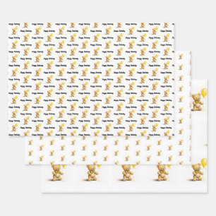 Feuille De Papier Cadeau Petit ours, Ours En Jeu, Anniversaire, Baby shower