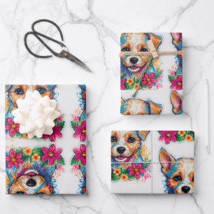 Feuille De Papier Cadeau Petit Petit Petit Petit Chien Chien Chien Mignonne