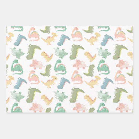 Feuille De Papier Cadeau Petite conception dinosaure (Devant)