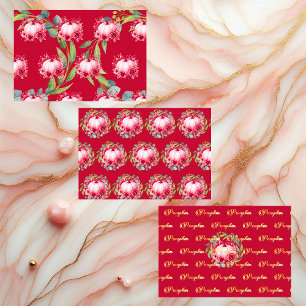 Feuille De Papier Cadeau Petite Couronne Verte de Citrouille Rose Automne C