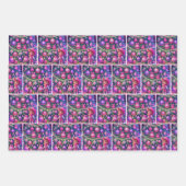 Feuille De Papier Cadeau Petite fille décorant les arbres de Noël (Devant 3)