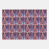 Feuille De Papier Cadeau Petite fille décorant les arbres de Noël (Devant)