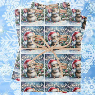 Feuille De Papier Cadeau Petite souris personnalisez le nom Noël de la fill