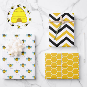 Feuille De Papier Cadeau Petites abeilles Jaune Jaune 3 Coordination