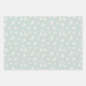 Feuille De Papier Cadeau Petites fleurs blanches sur le bleu - motif sans s (Devant)