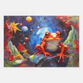 Feuille De Papier Cadeau Petites grenouilles mignonnes assises sur un étang (Devant 3)