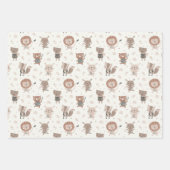 Feuille De Papier Cadeau Petits animaux et arbres dans les tons terre (Devant)