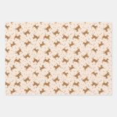 Feuille De Papier Cadeau Petits Chevaux Brown - sur rose saumon. (Devant 2)